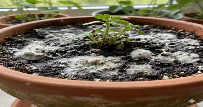 Muffa bianca su terriccio del vaso - InOrto